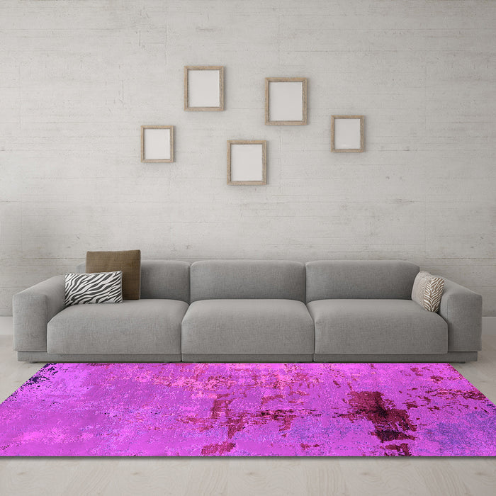 Machine Washable Oriental Pink Industrial Rug in a Living Room, wshurb2486pnk