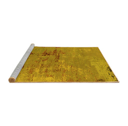 Sideview of Machine Washable Oriental Yellow Industrial Rug, wshurb2486yw
