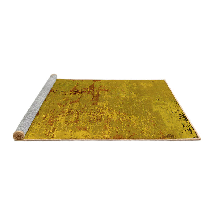 Sideview of Machine Washable Oriental Yellow Industrial Rug, wshurb2486yw