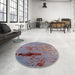 Round Machine Washable Industrial Modern Mauve Taupe Purple Rug in a Office, wshurb2486