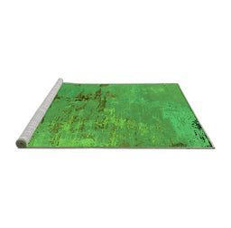 Sideview of Machine Washable Oriental Green Industrial Area Rugs, wshurb2486grn