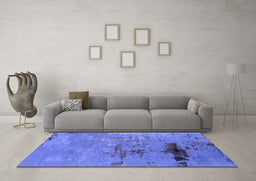 Machine Washable Oriental Blue Industrial Rug in a Living Room, wshurb2486blu