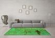 Machine Washable Oriental Green Industrial Area Rugs in a Living Room,, wshurb2486grn