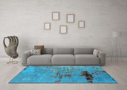 Machine Washable Oriental Light Blue Industrial Rug in a Living Room, wshurb2486lblu
