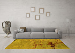 Machine Washable Oriental Yellow Industrial Rug in a Living Room, wshurb2486yw