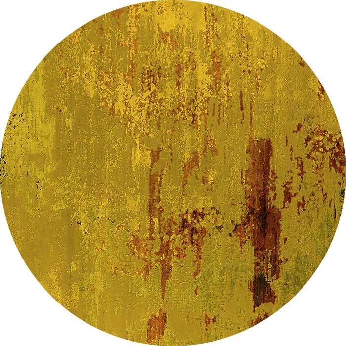 Round Oriental Yellow Industrial Rug, urb2486yw