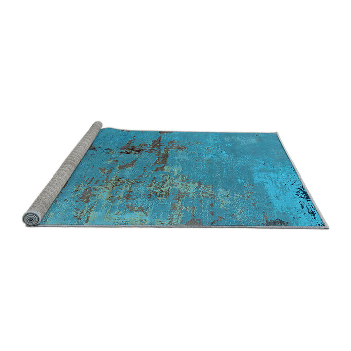 Sideview of Machine Washable Oriental Light Blue Industrial Rug, wshurb2486lblu