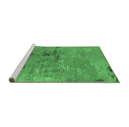 Sideview of Machine Washable Oriental Emerald Green Industrial Area Rugs, wshurb2486emgrn
