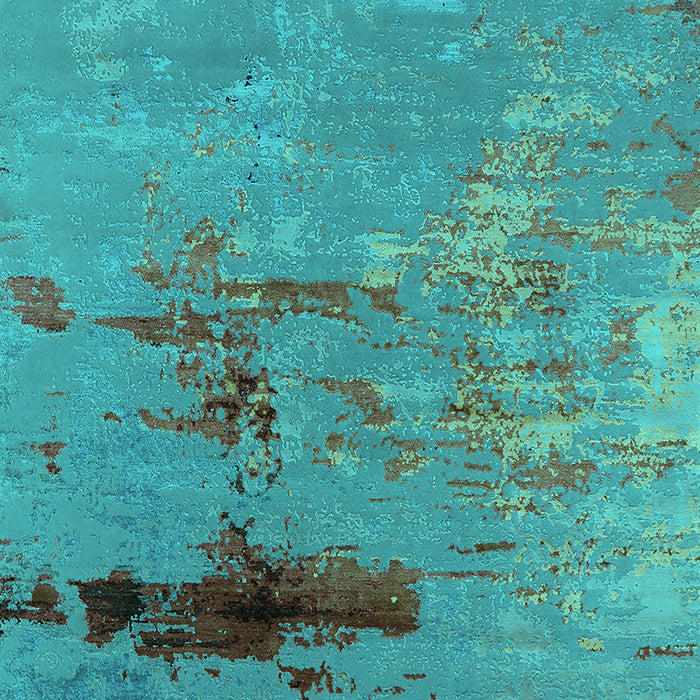 Machine Washable Oriental Turquoise Industrial Area Rugs, wshurb2486turq