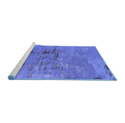 Sideview of Machine Washable Oriental Blue Industrial Rug, wshurb2486blu