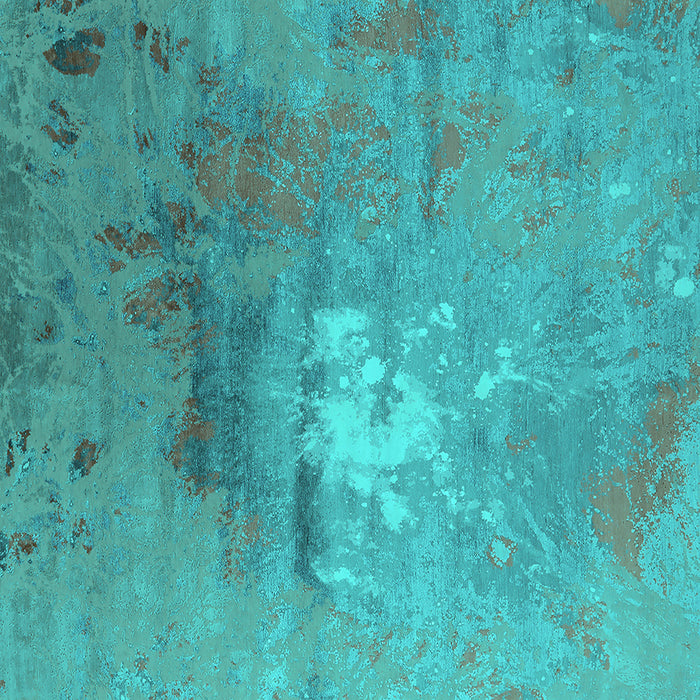 Square Machine Washable Oriental Turquoise Industrial Area Rugs, wshurb2487turq