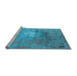 Sideview of Machine Washable Oriental Light Blue Industrial Rug, wshurb2487lblu