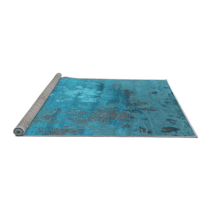 Sideview of Machine Washable Oriental Light Blue Industrial Rug, wshurb2487lblu