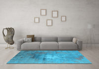 Machine Washable Oriental Light Blue Industrial Rug, wshurb2487lblu