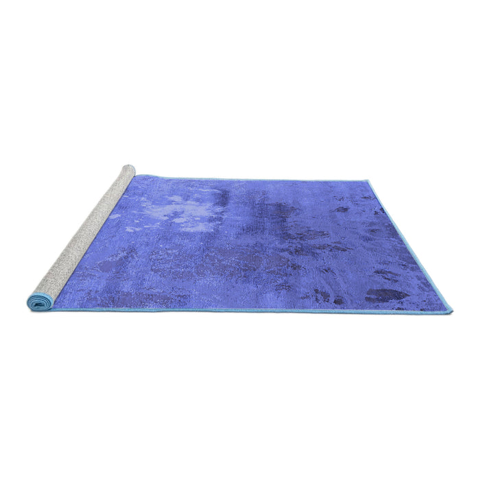Sideview of Machine Washable Oriental Blue Industrial Rug, wshurb2487blu