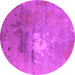 Round Machine Washable Oriental Pink Industrial Rug, wshurb2487pnk