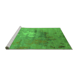 Sideview of Machine Washable Oriental Green Industrial Area Rugs, wshurb2487grn