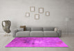 Machine Washable Oriental Pink Industrial Rug in a Living Room, wshurb2487pnk