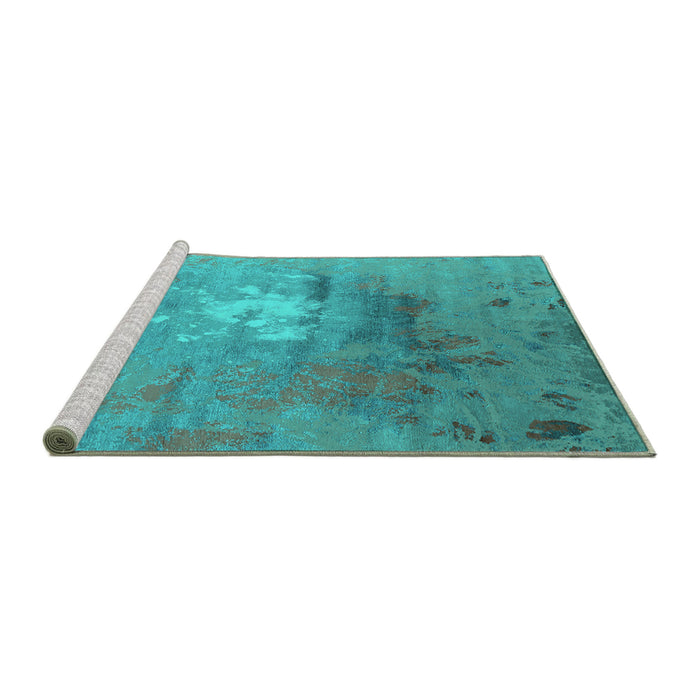 Sideview of Machine Washable Oriental Turquoise Industrial Area Rugs, wshurb2487turq