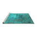 Sideview of Machine Washable Oriental Turquoise Industrial Area Rugs, wshurb2487turq