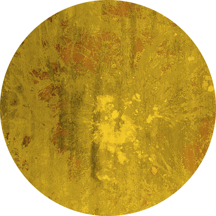 Round Oriental Yellow Industrial Rug, urb2487yw