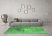 Machine Washable Oriental Emerald Green Industrial Area Rugs in a Living Room,, wshurb2487emgrn