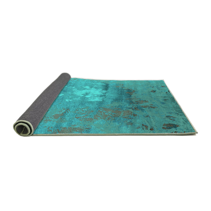 Sideview of Oriental Turquoise Industrial Rug, urb2487turq
