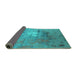 Sideview of Oriental Turquoise Industrial Rug, urb2487turq