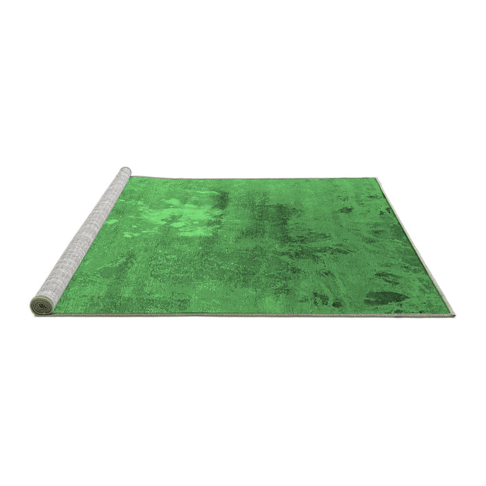 Sideview of Machine Washable Oriental Emerald Green Industrial Area Rugs, wshurb2487emgrn
