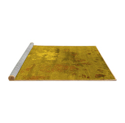 Sideview of Machine Washable Oriental Yellow Industrial Rug, wshurb2487yw