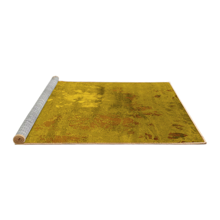 Sideview of Machine Washable Oriental Yellow Industrial Rug, wshurb2487yw