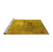 Sideview of Machine Washable Oriental Yellow Industrial Rug, wshurb2487yw