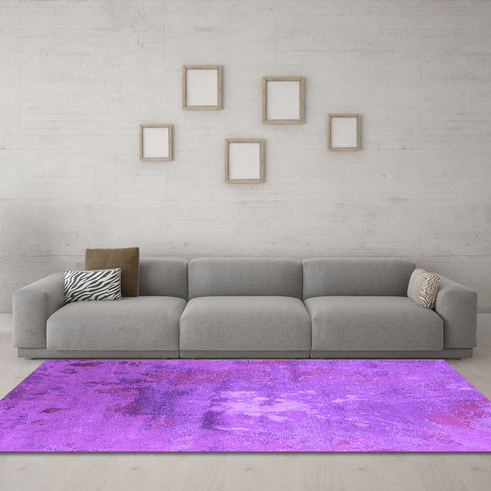 Machine Washable Oriental Purple Industrial Area Rugs in a Living Room, wshurb2487pur