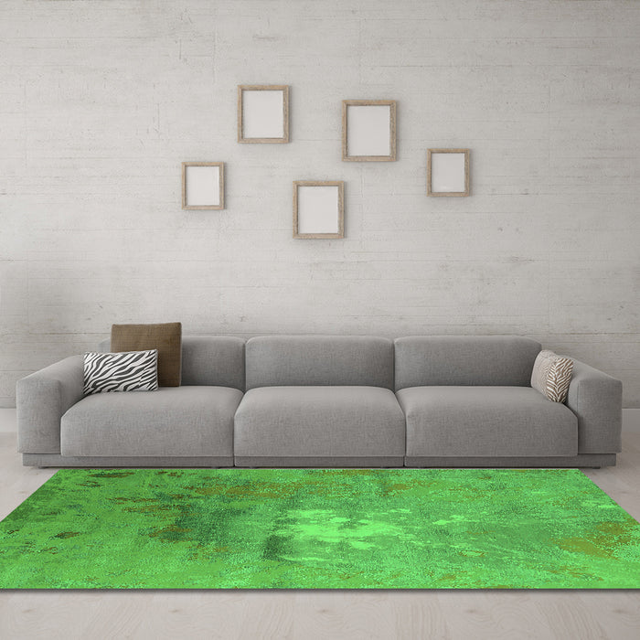 Machine Washable Oriental Green Industrial Area Rugs in a Living Room,, wshurb2487grn
