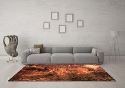 Machine Washable Oriental Orange Industrial Area Rugs in a Living Room, wshurb2488org