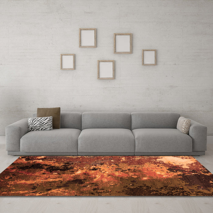 Machine Washable Oriental Orange Industrial Area Rugs in a Living Room, wshurb2488org