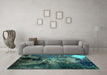 Machine Washable Oriental Turquoise Industrial Area Rugs in a Living Room,, wshurb2488turq