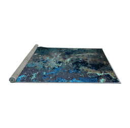 Sideview of Machine Washable Oriental Light Blue Industrial Rug, wshurb2488lblu