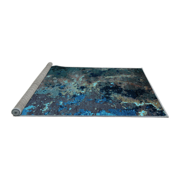 Sideview of Machine Washable Oriental Light Blue Industrial Rug, wshurb2488lblu