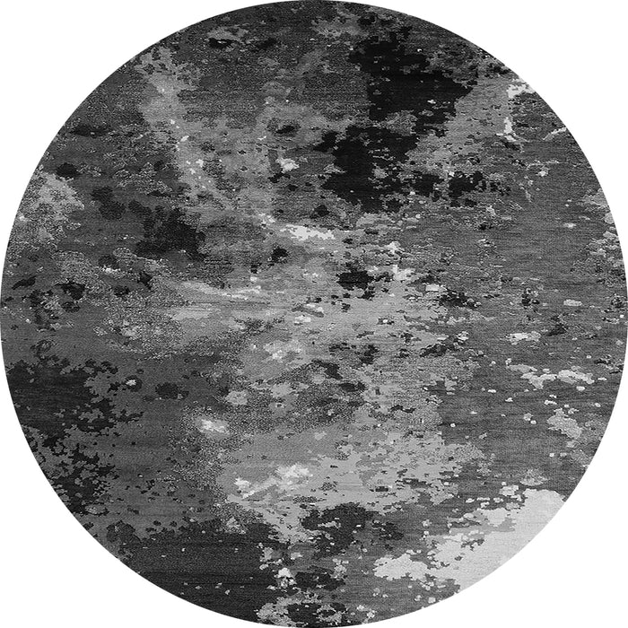 Round Machine Washable Oriental Gray Industrial Rug, wshurb2488gry