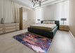 Mid-Century Modern Rose Purple Oriental Rug in a Bedroom, urb2488