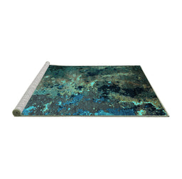 Sideview of Machine Washable Oriental Turquoise Industrial Area Rugs, wshurb2488turq
