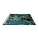 Sideview of Machine Washable Oriental Turquoise Industrial Area Rugs, wshurb2488turq