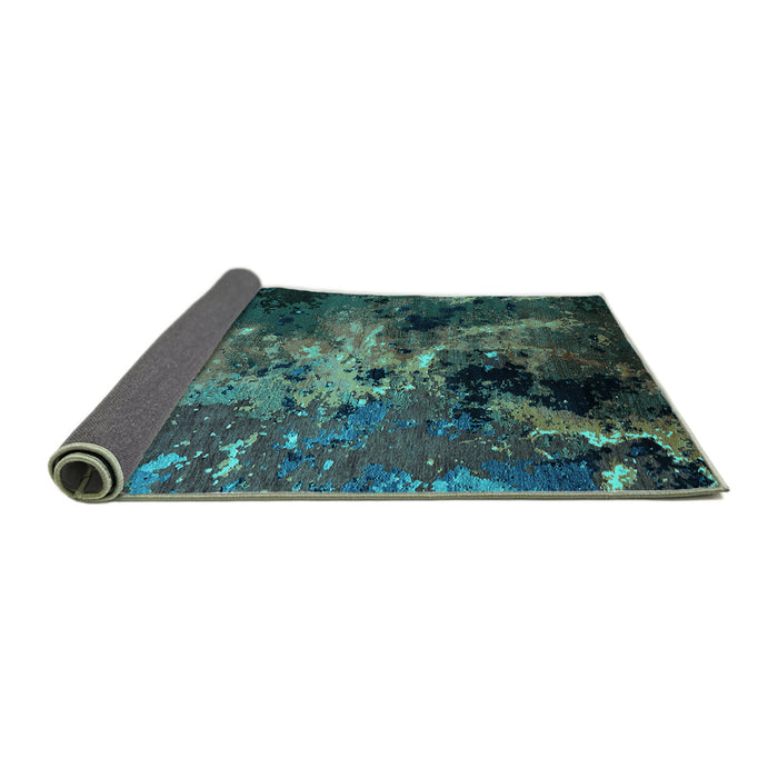 Sideview of Oriental Turquoise Industrial Rug, urb2488turq