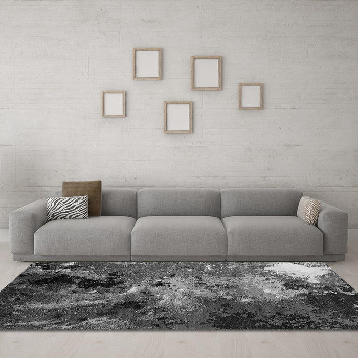 Machine Washable Oriental Gray Industrial Rug in a Living Room,, wshurb2488gry