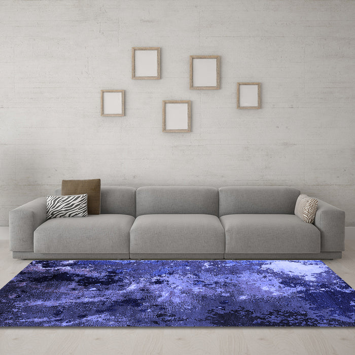 Machine Washable Oriental Blue Industrial Rug in a Living Room, wshurb2488blu
