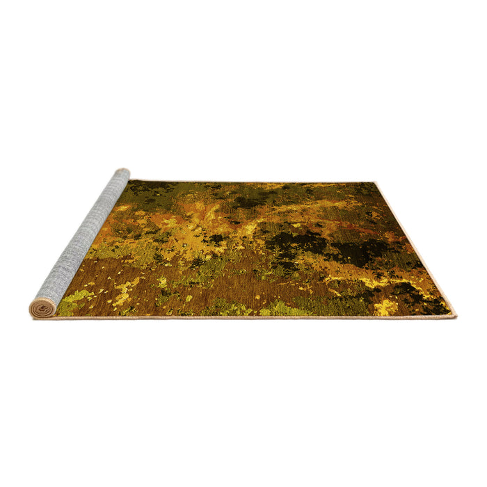 Sideview of Machine Washable Oriental Yellow Industrial Rug, wshurb2488yw