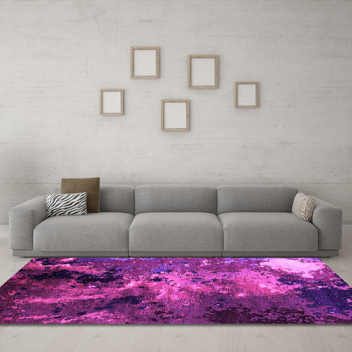 Machine Washable Oriental Pink Industrial Rug in a Living Room, wshurb2488pnk