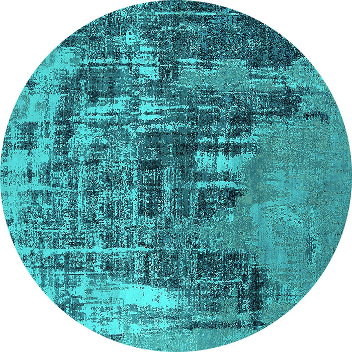 Round Oriental Turquoise Industrial Rug, urb2489turq