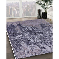 Mid-Century Modern Purple Navy Blue Oriental Rug, urb2489